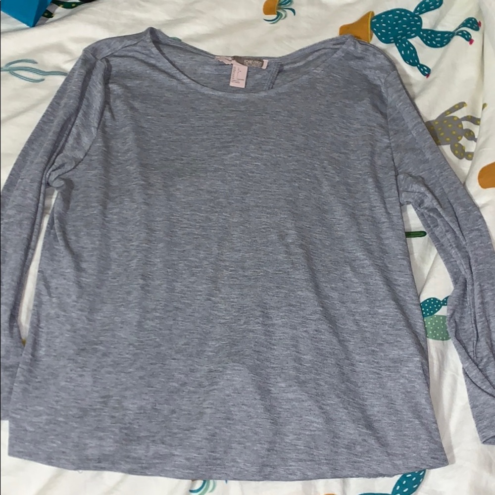 Grey 3/4 Sleeve Open Back Shirt